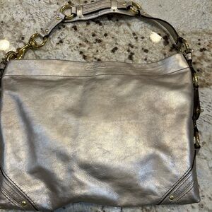 Coach Y2K Carly Slim Champagne Hobo Bag Gold Accents Hardware